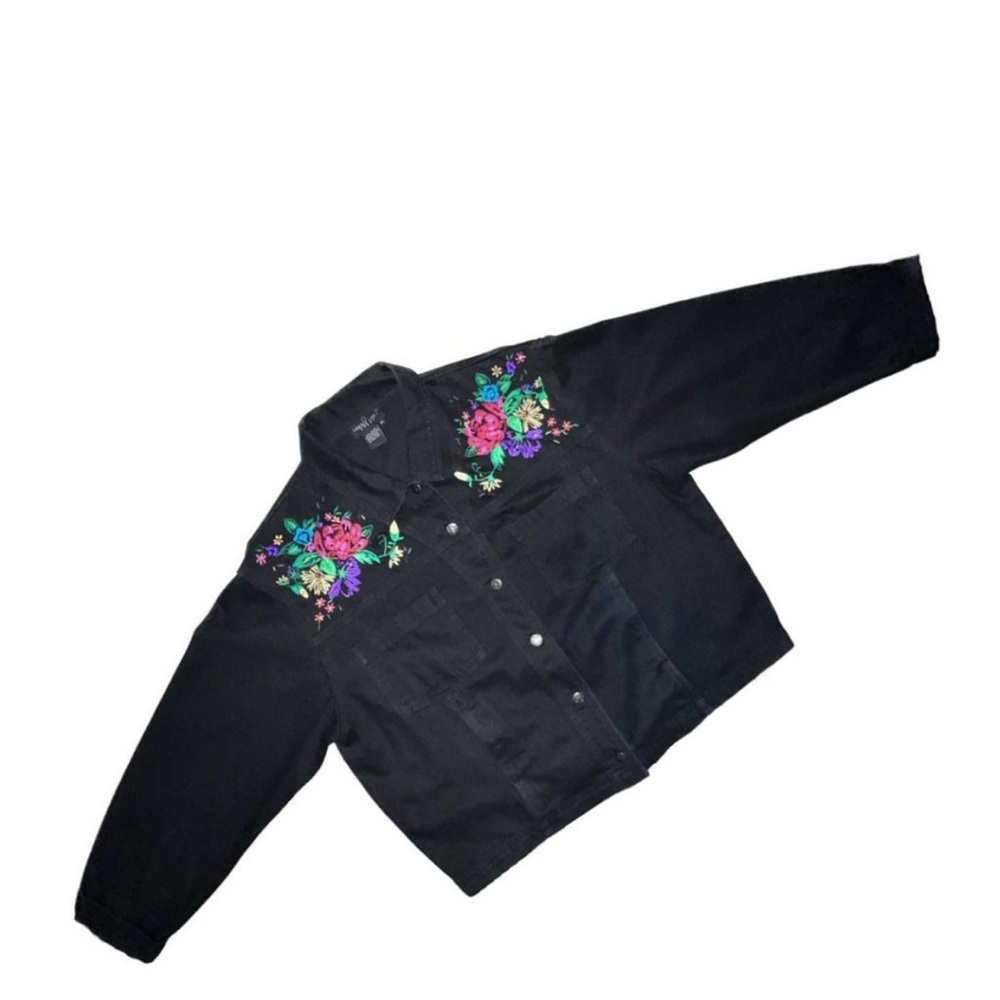 Vintage Carole Little embroidered floral Jean jacket
